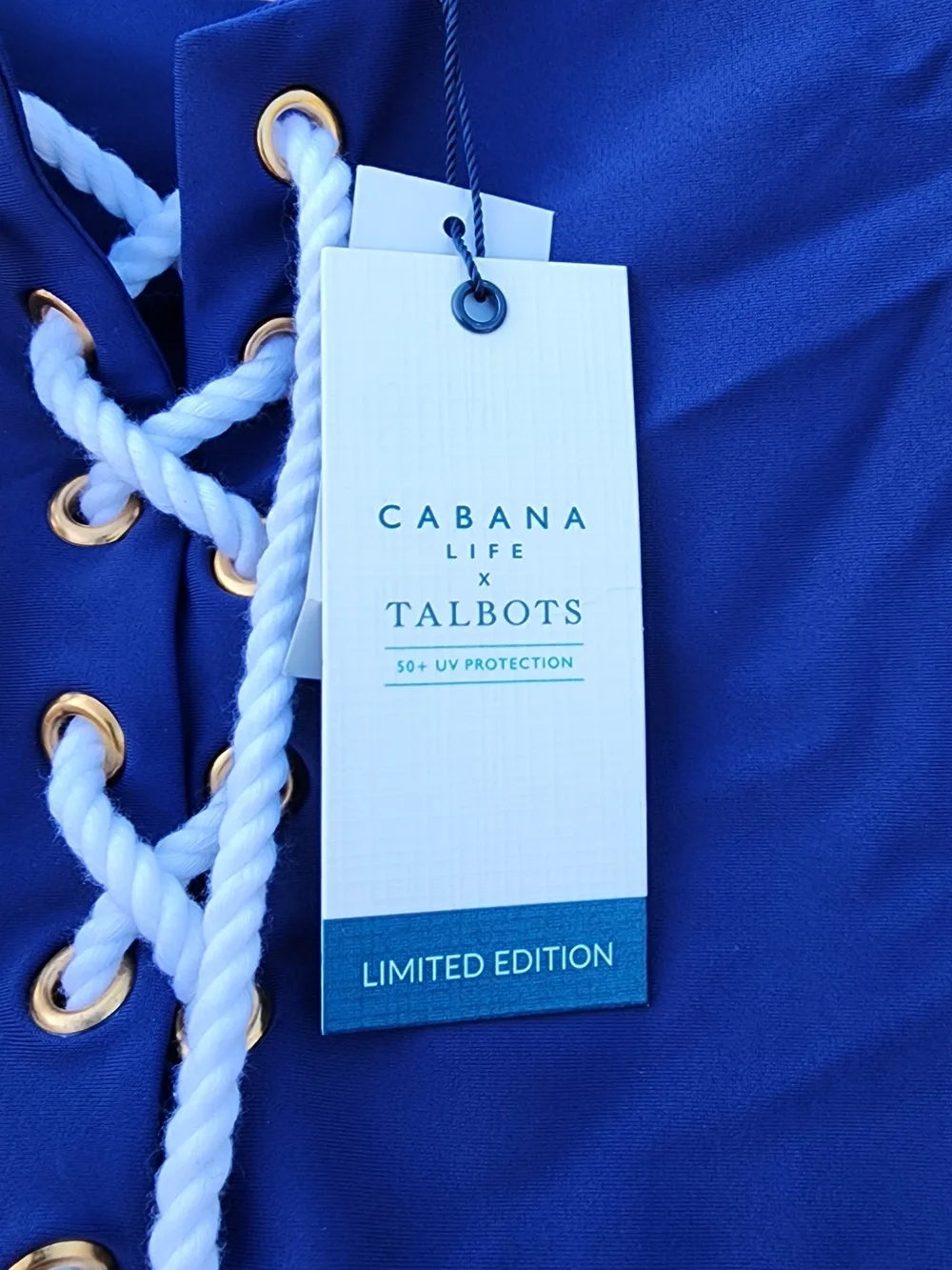 Cabana Life x Talbots Seychelles Blue Lace-Up Beach Dress UPF 50+ size Small